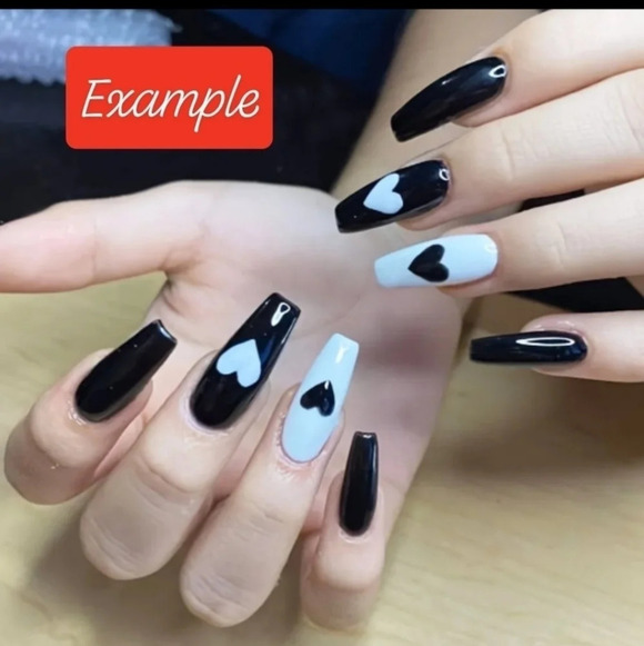 Valentine's day heart nail art stickers, black decal design, decorations - Picture 3 of 5